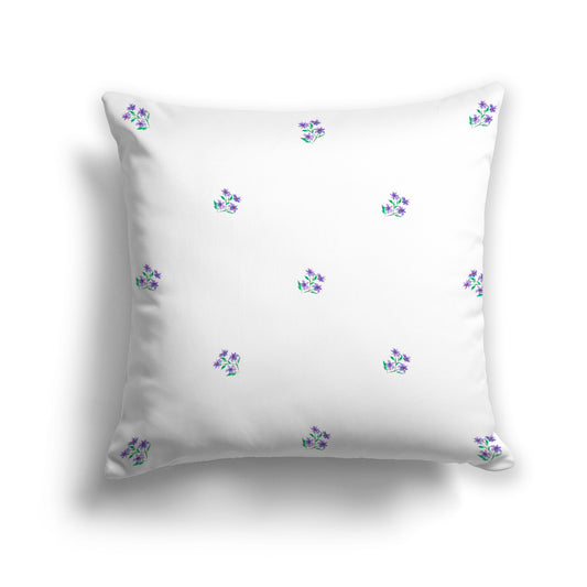 Purple Spun Polyester Throw Pillow with Small Floral Pattern, USCU-1356-888
