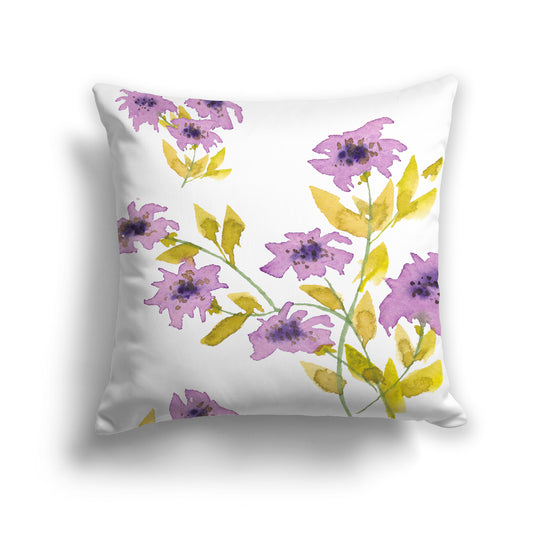 Mauve Spun Polyester Throw Pillow with Large Floral Print, USCU-1364-888