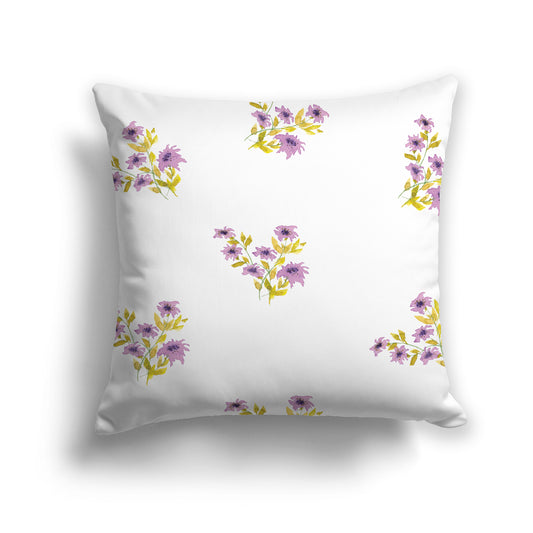 Mauve Spun Polyester Throw Pillow with Medium Floral Pattern, USCU-1365-888