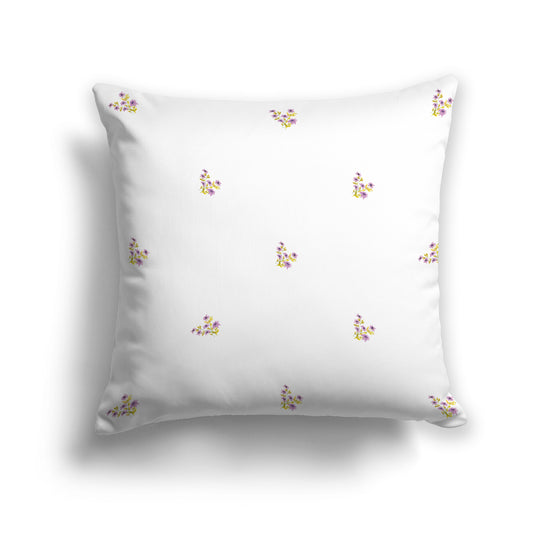 Mauve Spun Polyester Throw Pillow with Small Floral Pattern, USCU-1366-888