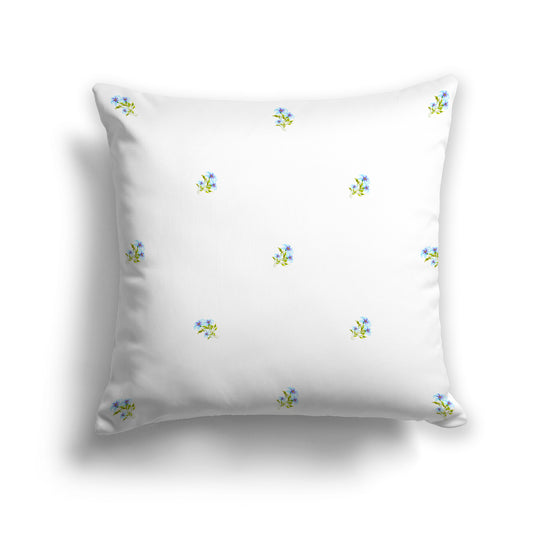 Blue Cotton Canvas Cushion Covers with Small Floral Pattern, CACU-1376-888