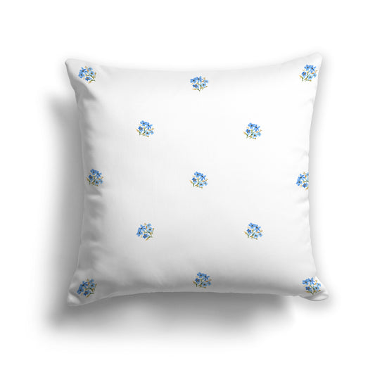 Blue Cotton Canvas Cushion Covers with Small Floral Pattern, CACU-1406-888
