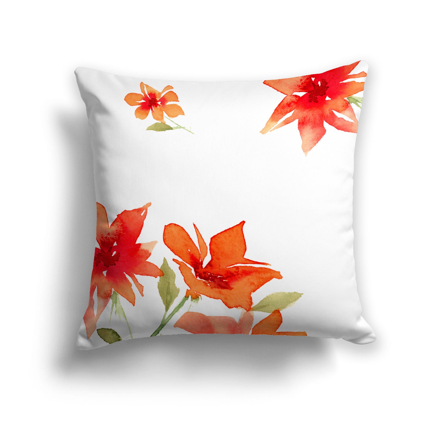 Red Cotton Canvas Cushion Covers with Large Floral Print, CACU-1414-888