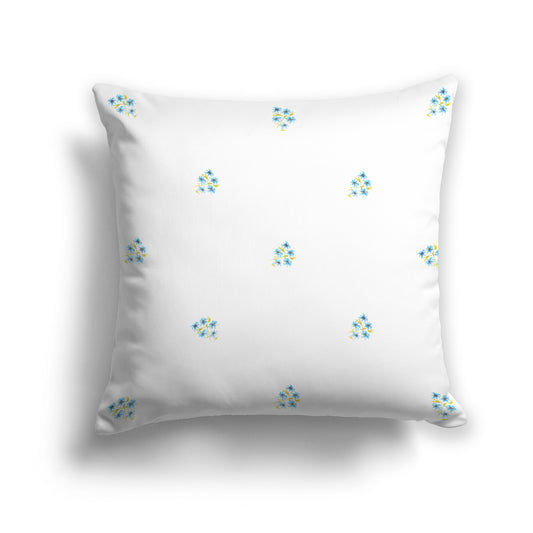 Light Blue Spun Polyester Throw Pillow with Small Floral Pattern, USCU-1436-888