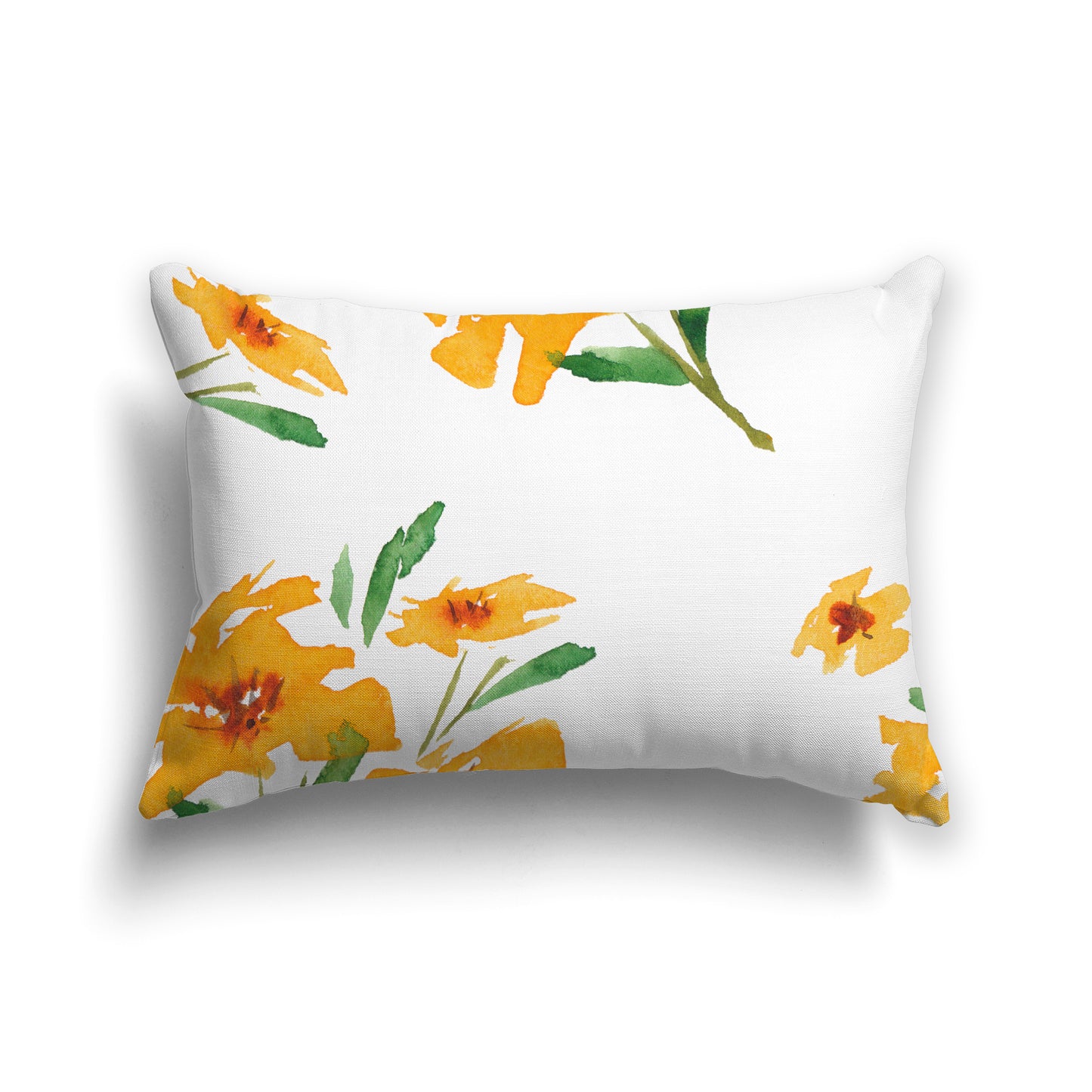 Orange-Yellow Spun Polyester Throw Pillow with Large Floral Print, USCU-1314-888