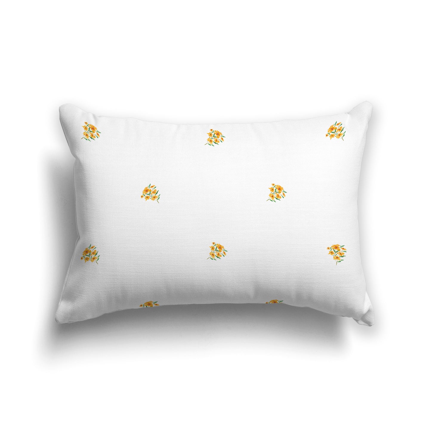 Orange-Yellow Spun Polyester Throw Pillow with Small Floral Pattern, USCU-1316-888