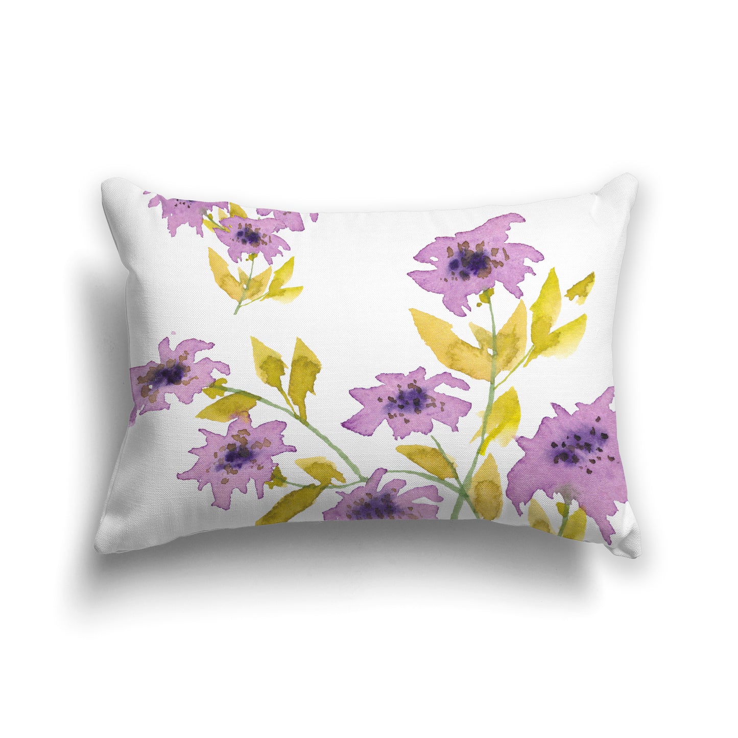 Mauve Spun Polyester Throw Pillow with Large Floral Print, USCU-1364-888
