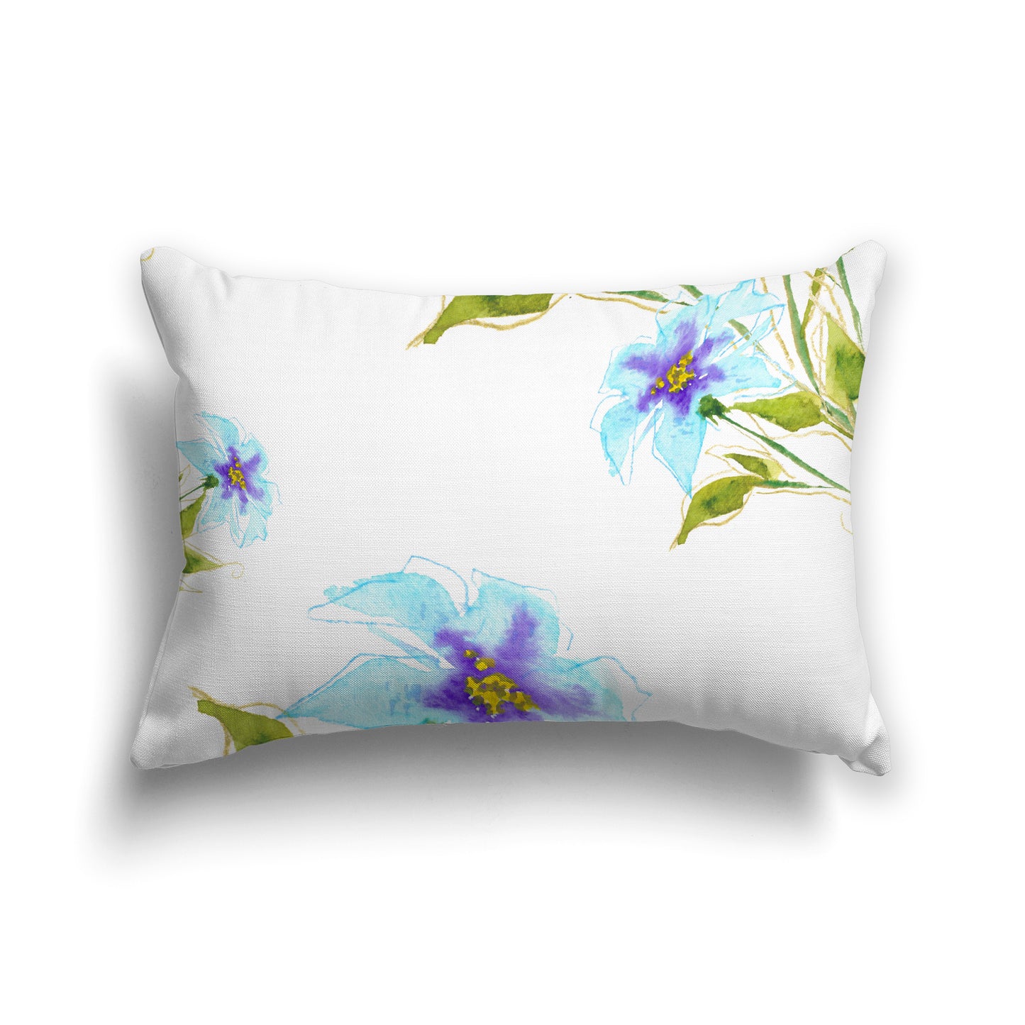 Light Blue Spun Polyester Throw Pillow with Large Floral Print, USCU-1374-888
