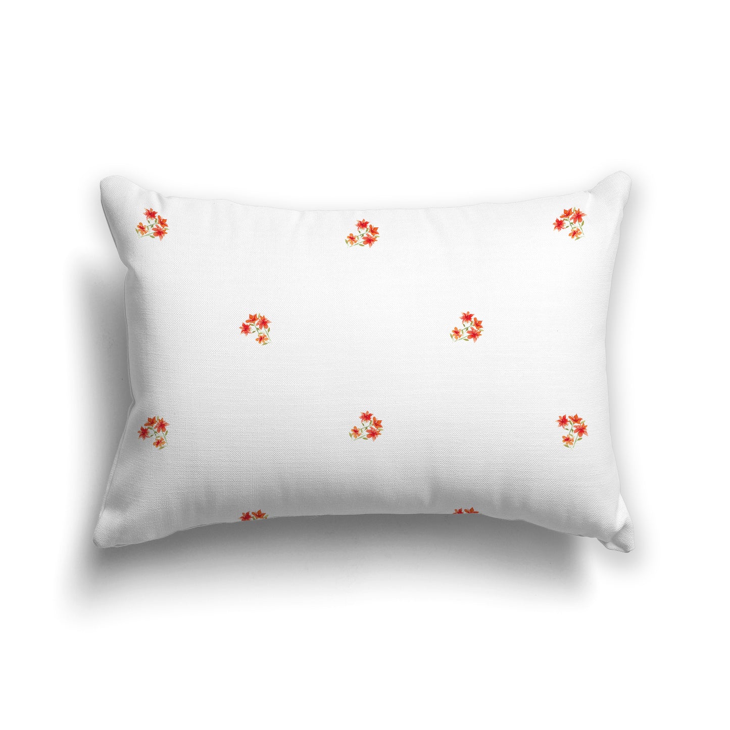 Red Cotton Canvas Cushion Covers with Small Floral Pattern, CACU-1416-888