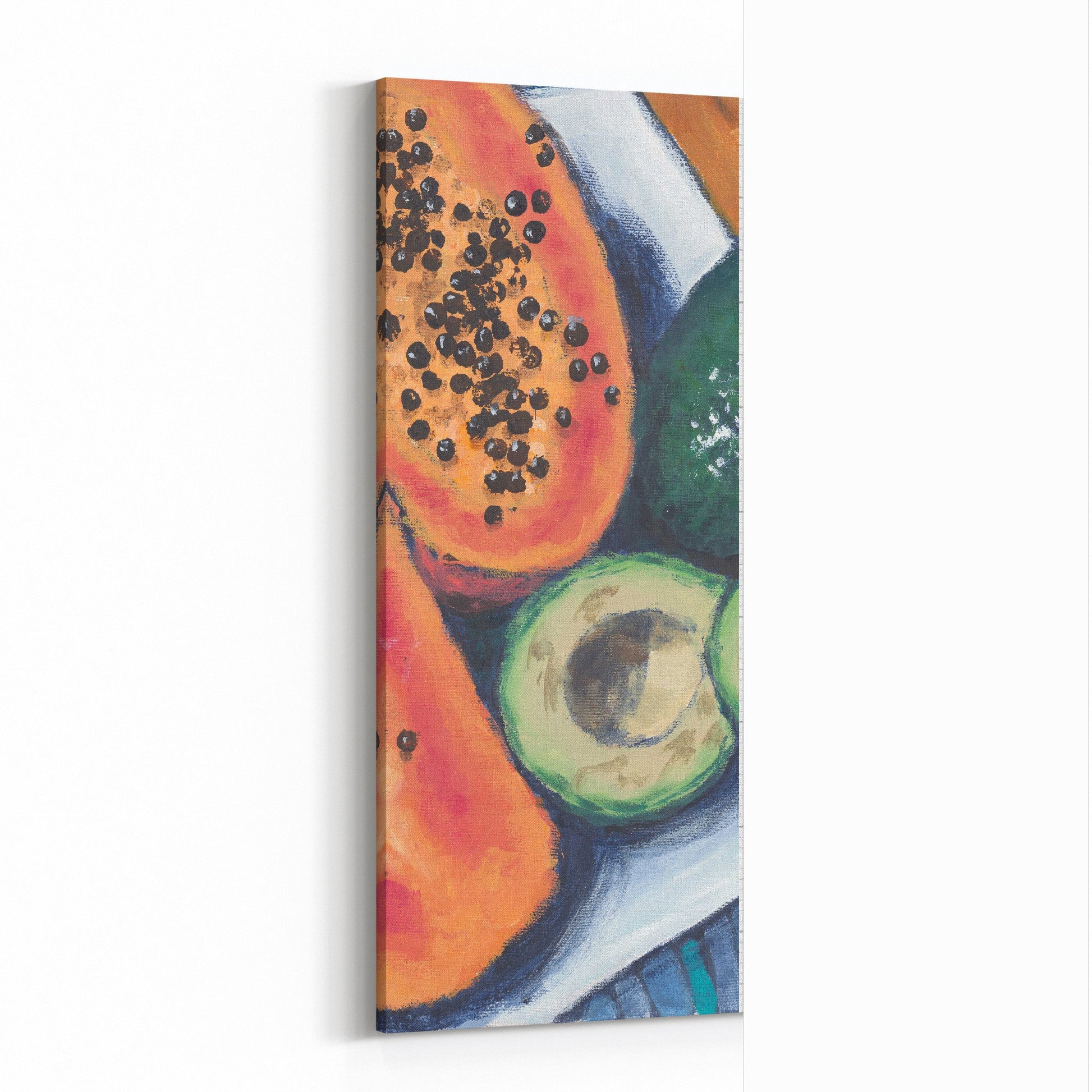 Fine Art Canvas Print - 10x24 12x29 15x36 20x48 25x60 inches | Papaya & Avocados in Acrylic, CP3-2105-C