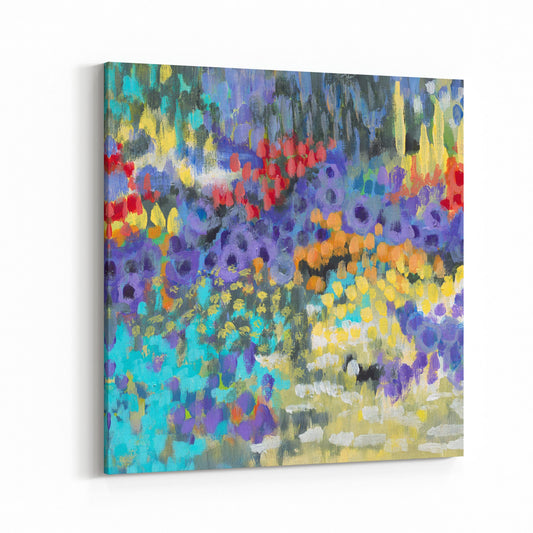 Fine Art Canvas Print - 24x24 30x30 36x36 40x40 42x42 44x44 48x48 inches | Floral Garden Two in Acrylic, CPS-2145