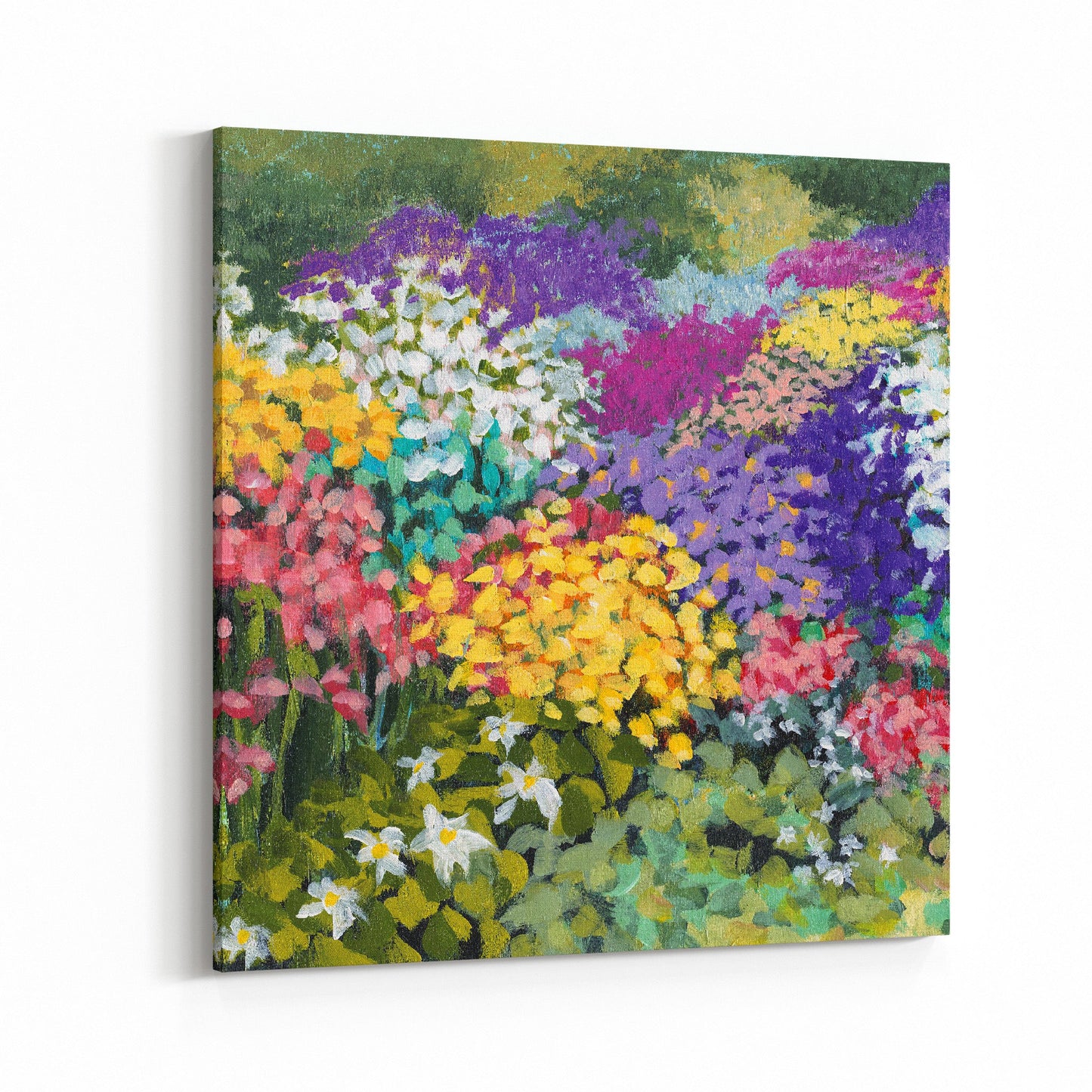 Fine Art Canvas Print - 24x24 30x30 36x36 40x40 42x42 44x44 48x48 inches | Floral Garden Three in Acrylic, CPS-2147