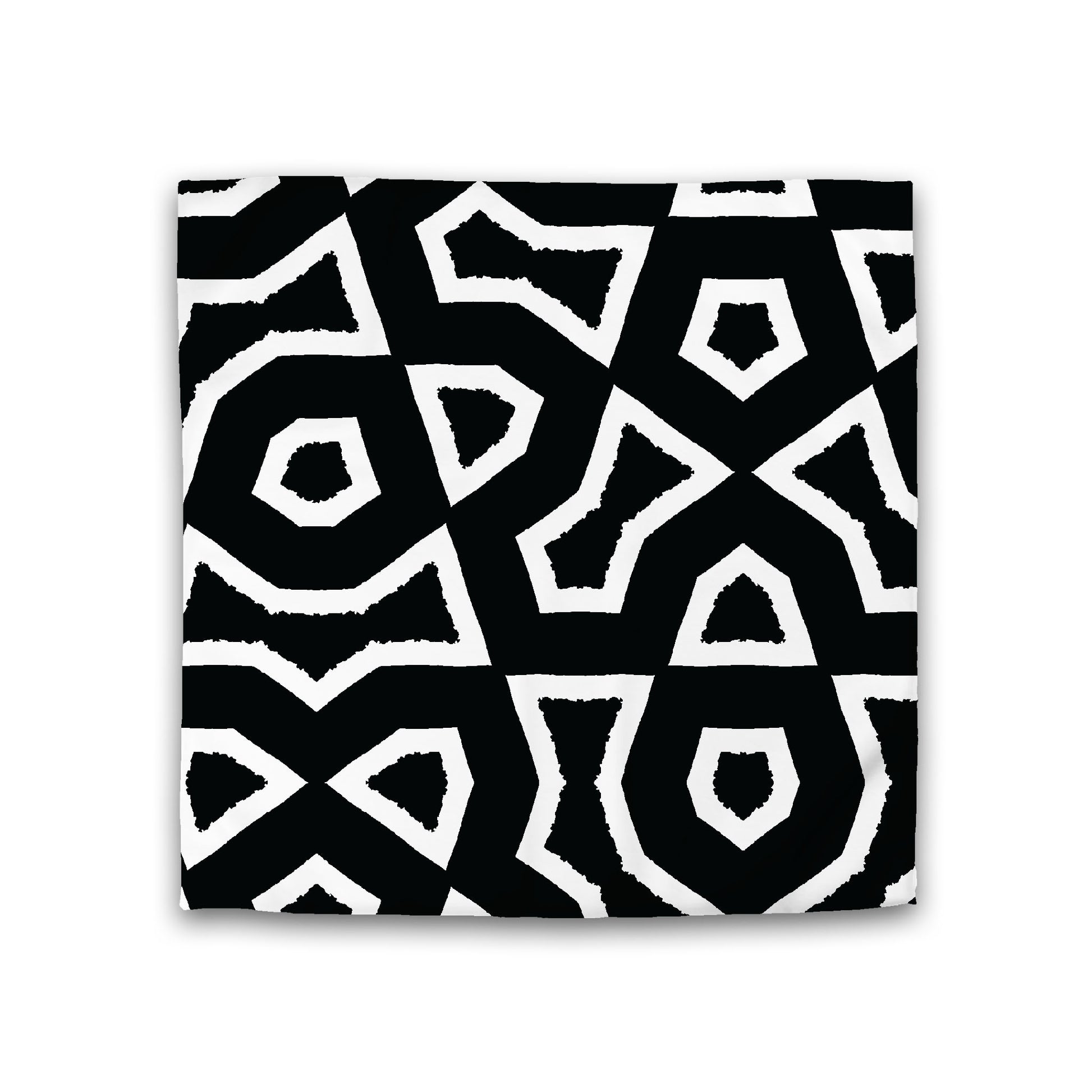 Black Cotton Sateen Duvet Cover, Bold Off-White Graphic, Double (width x length) 81 x 81 inches /  206 x 206 cm
