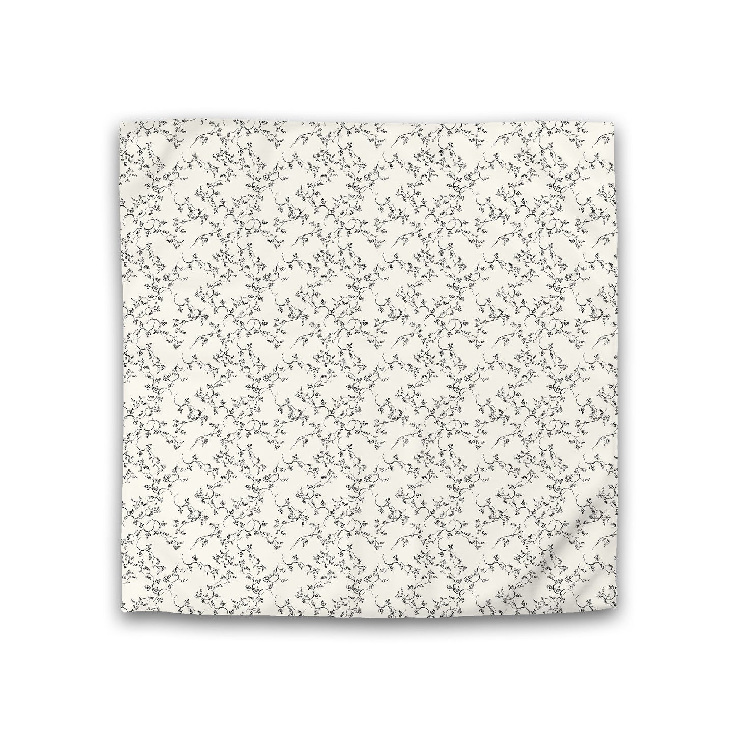 Pale Cream Cotton Sateen Duvet Cover, Black Hand-painted Vine Print, Double (width x length) 81 x 81 inches /  206 x 206 cm