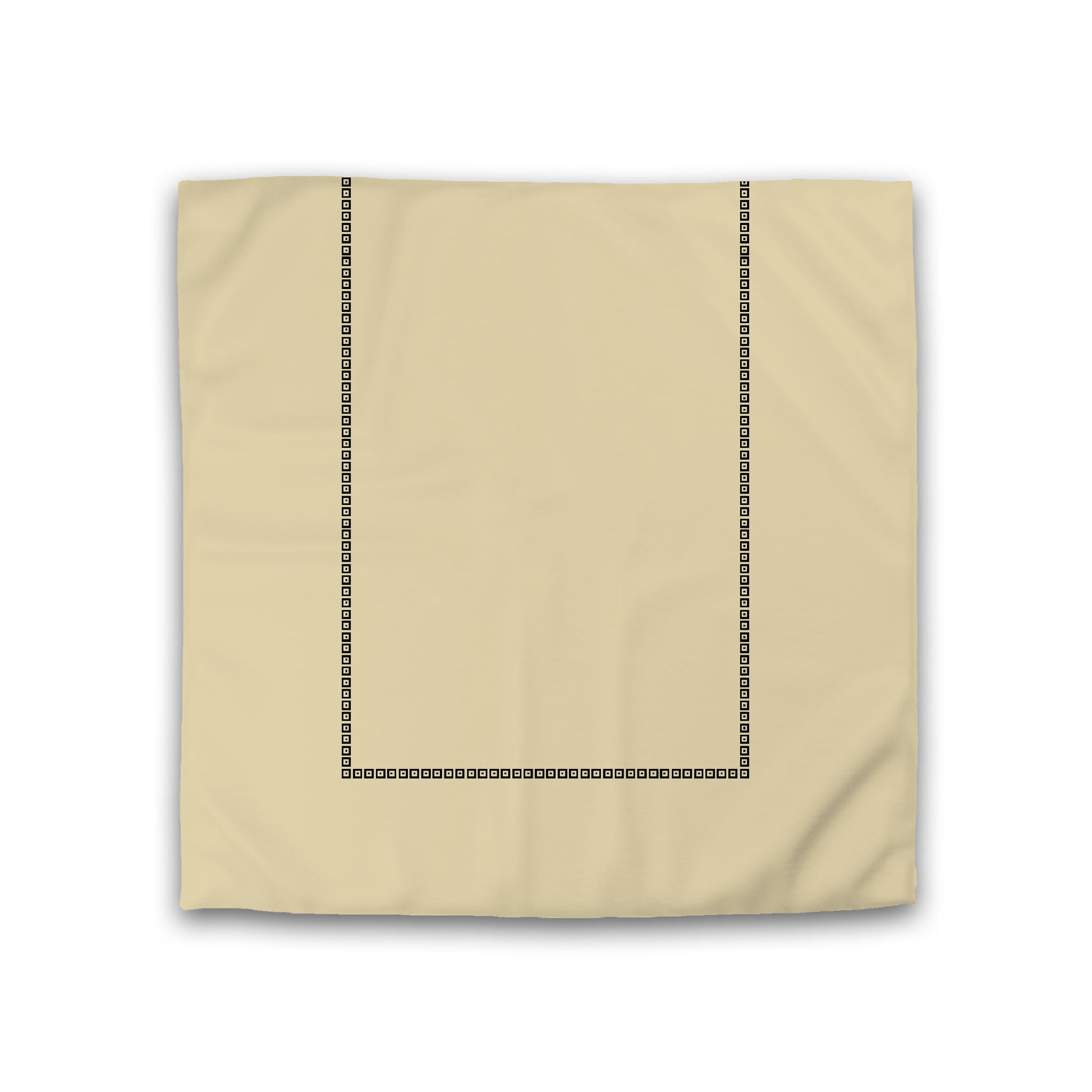 Desert Sand Cotton Sateen Duvet Cover, Black Repeating Square Motif Print, Classic Border, Double (width x length) 81 x 81 inches /  206 x 206 cm