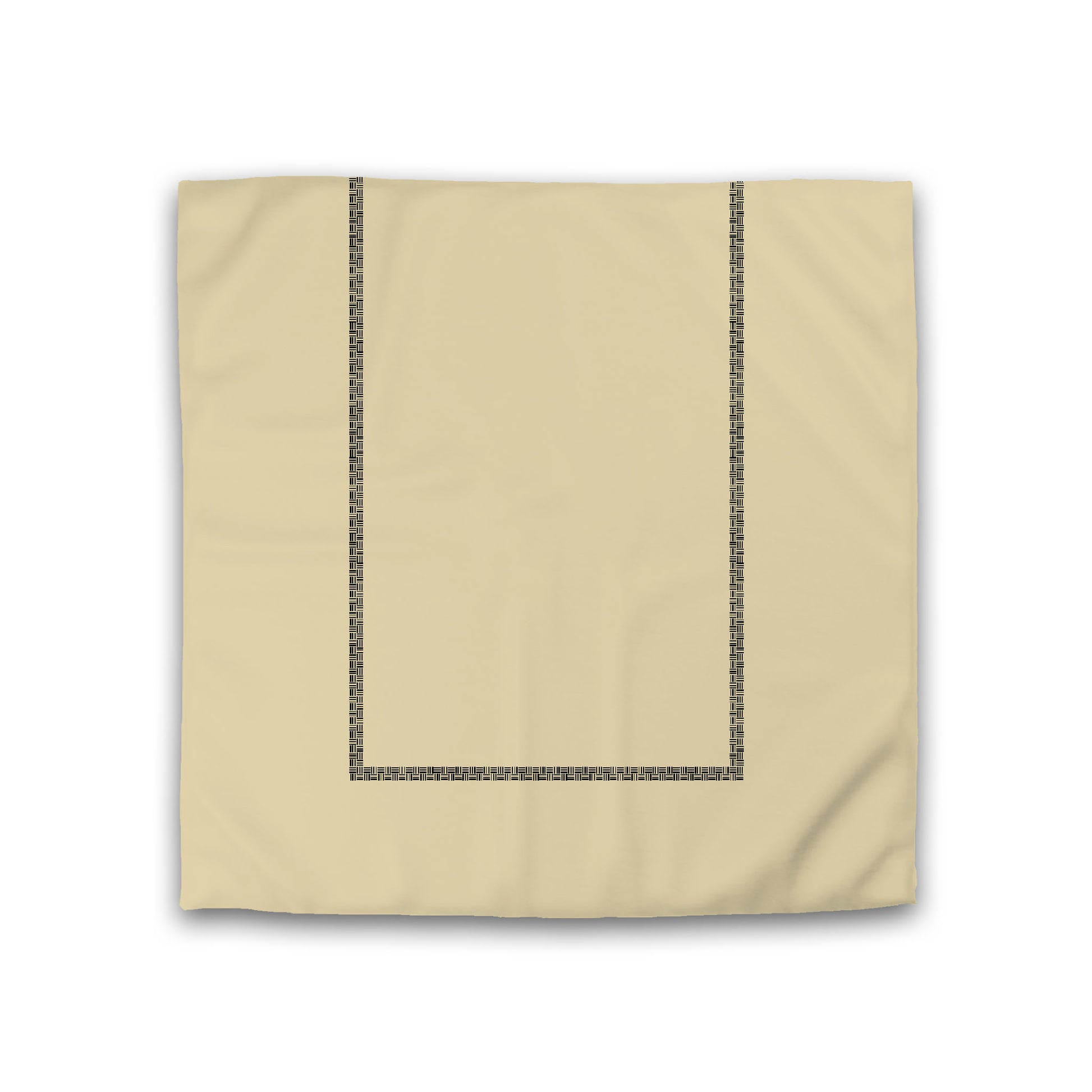 Desert Sand Cotton Sateen Duvet Cover, Black Double Weave Motif Print, Classic Border, Double (width x length) 81 x 81 inches /  206 x 206 cm