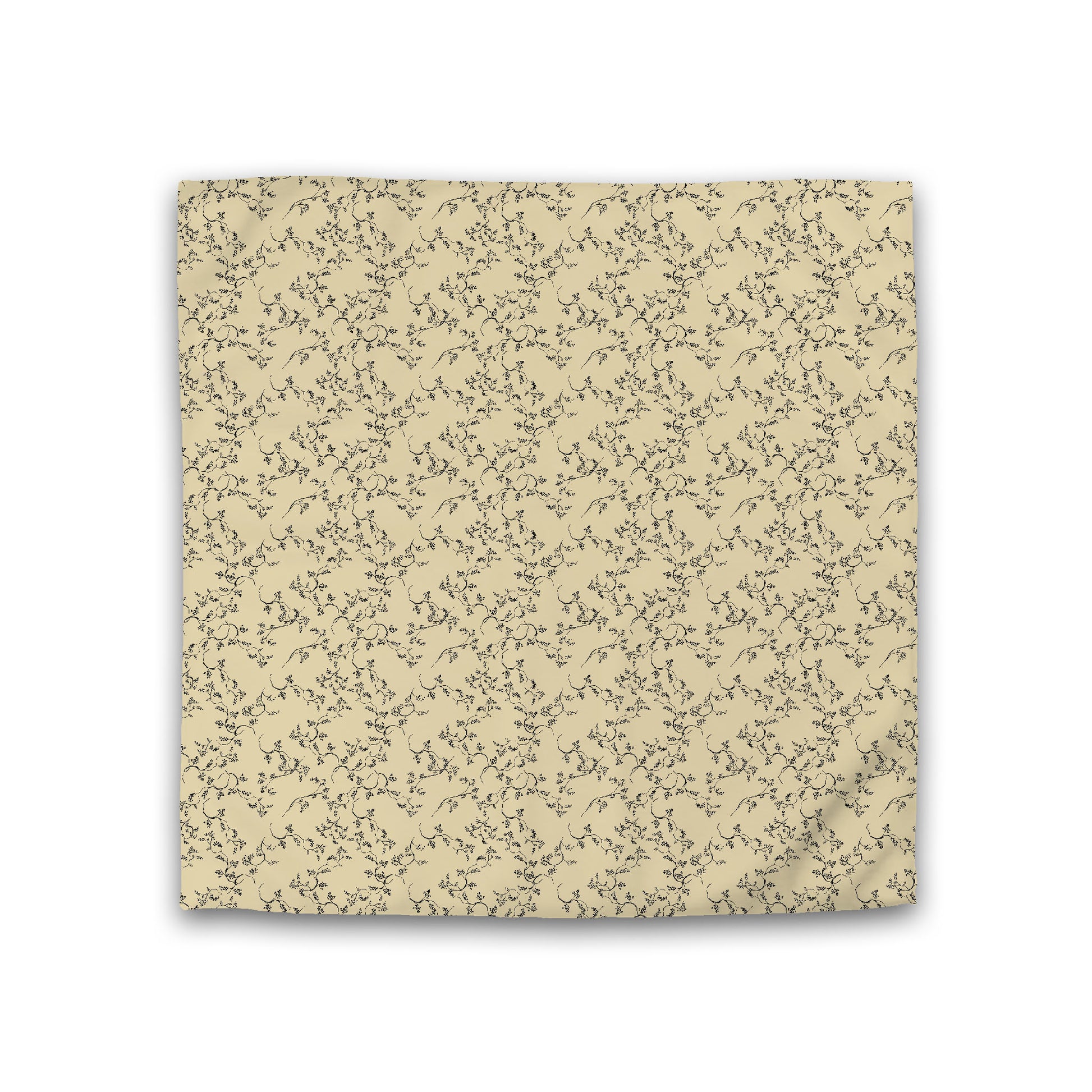 Desert Sand Cotton Sateen Duvet Cover, Black Hand-painted Vine Print, Double (width x length) 81 x 81 inches /  206 x 206 cm