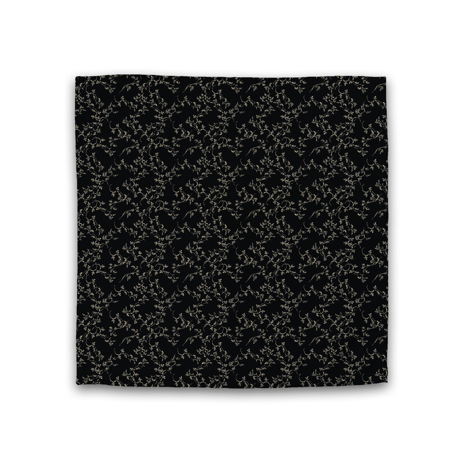 Black Cotton Sateen Duvet Cover, Desert Sand Hand-painted Vine Print, Double (width x length) 81 x 81 inches /  206 x 206 cm