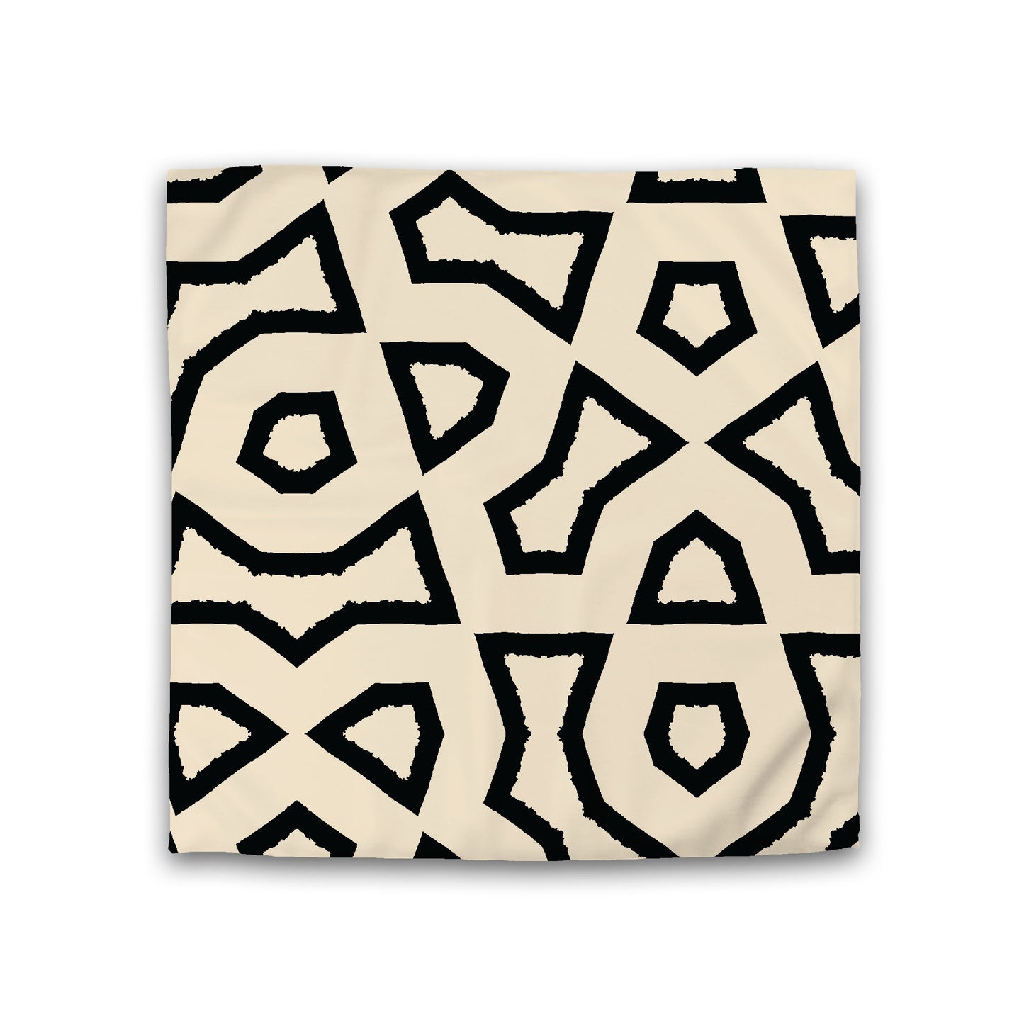 Beige Cotton Sateen Duvet Cover, Bold Black Graphic, Double (width x length) 81 x 81 inches /  206 x 206 cm