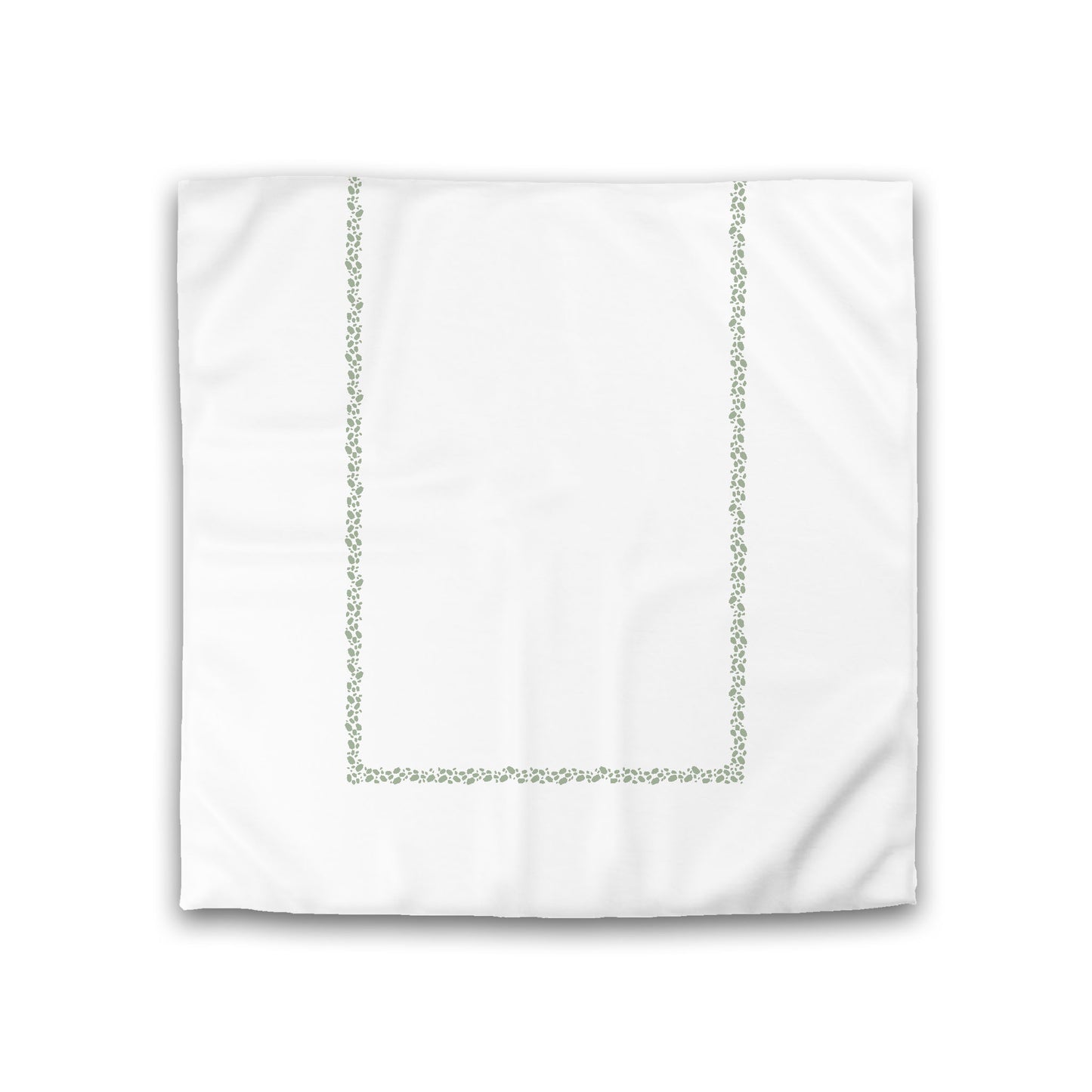 Off-white Cotton Sateen Duvet Cover, Green Hand-painted Dab Motif Print, Classic Border, Double (width x length) 81 x 81 inches /  206 x 206 cm