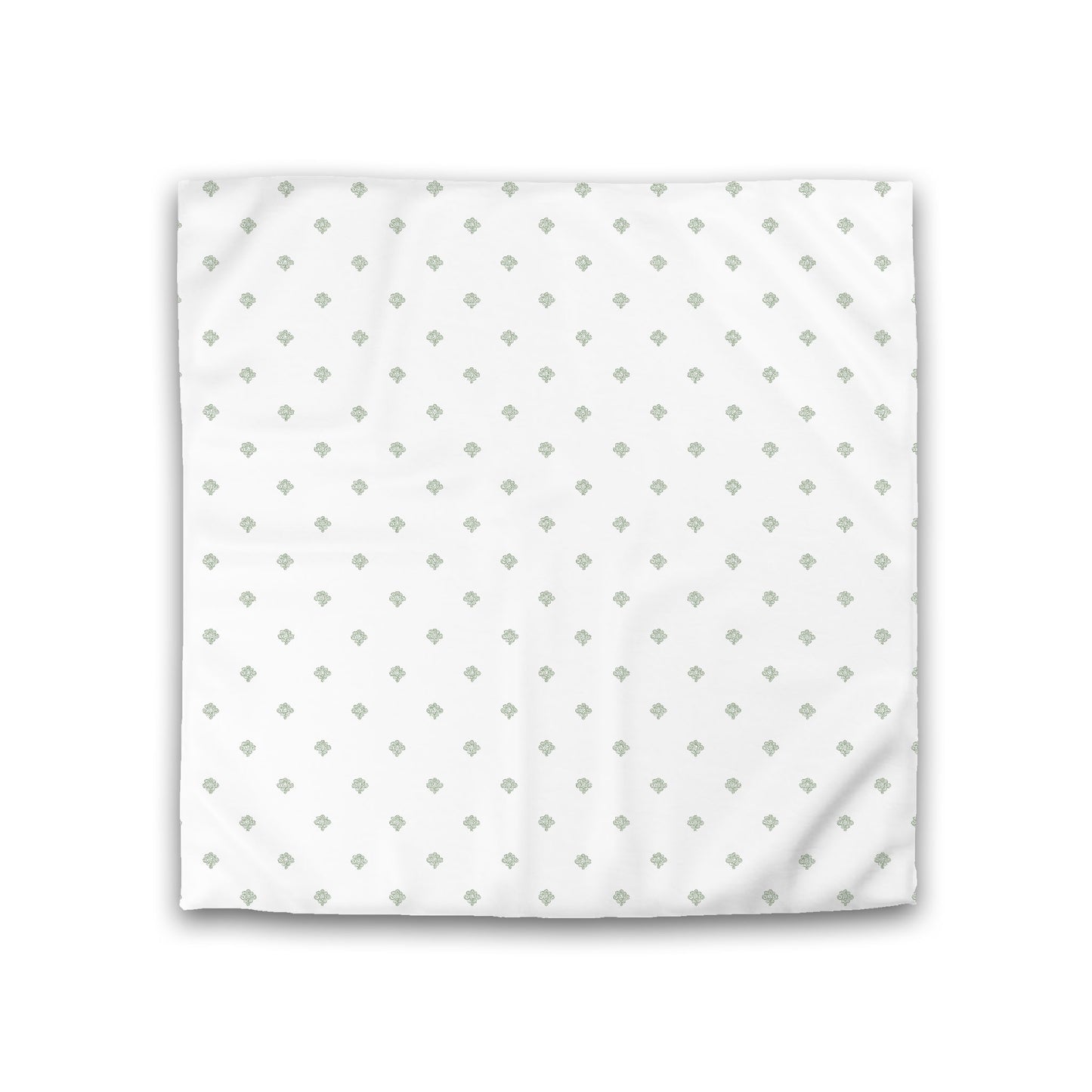 Off-white Cotton Sateen Duvet Cover, Green Hand-painted Swizzle Motif Print, Double (width x length) 81 x 81 inches /  206 x 206 cm