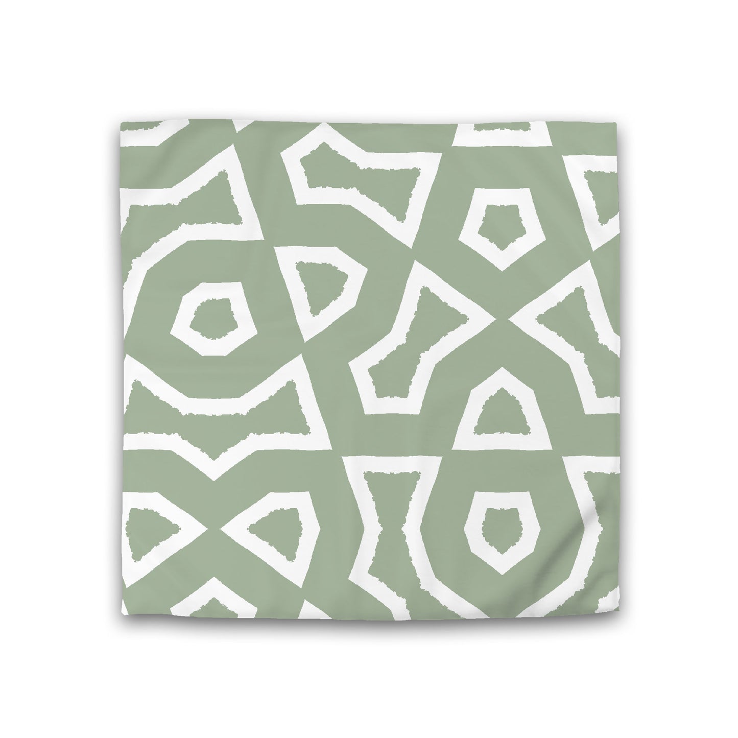 Green Cotton Sateen Duvet Cover, Bold Off-white Graphic, Double (width x length) 81 x 81 inches /  206 x 206 cm