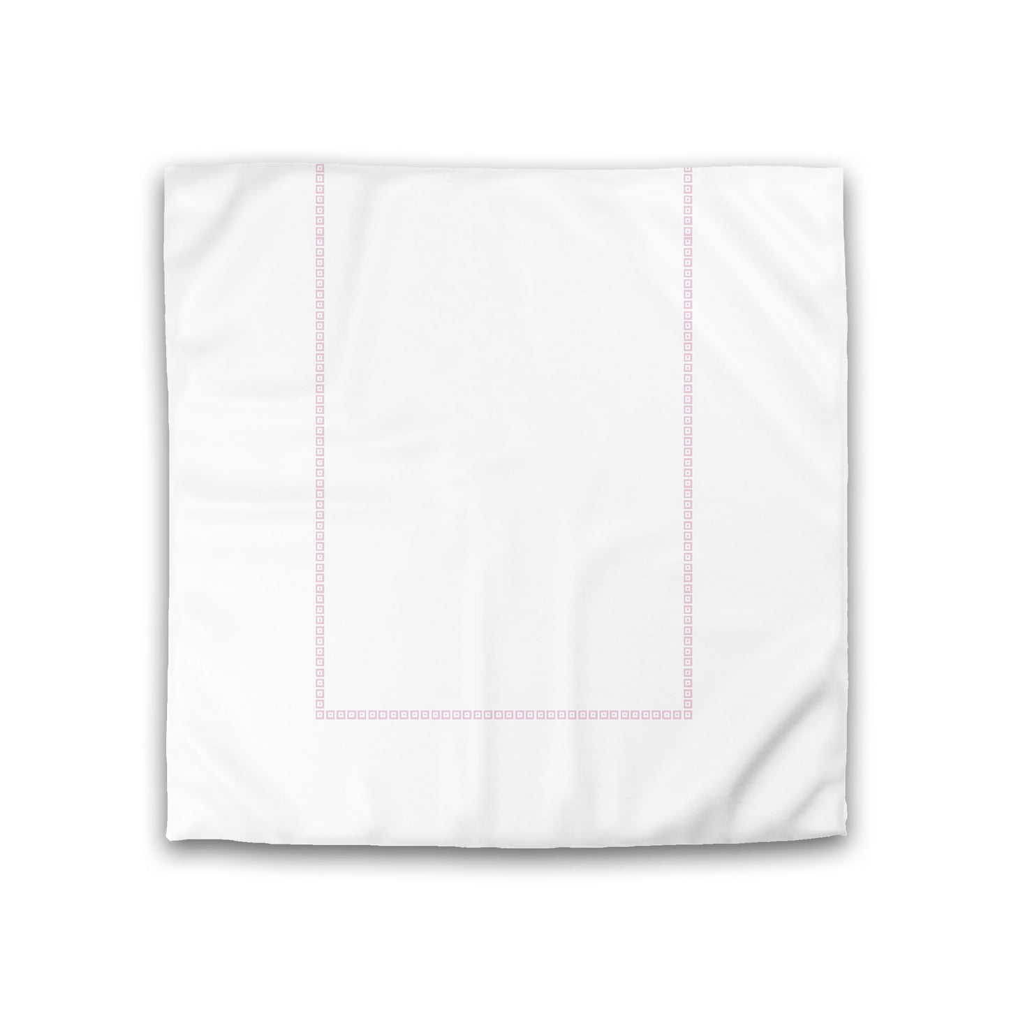 Off-white Cotton Sateen Duvet Cover, Pink Repeating Square Motif Print, Classic Border, Double (width x length) 81 x 81 inches /  206 x 206 cm