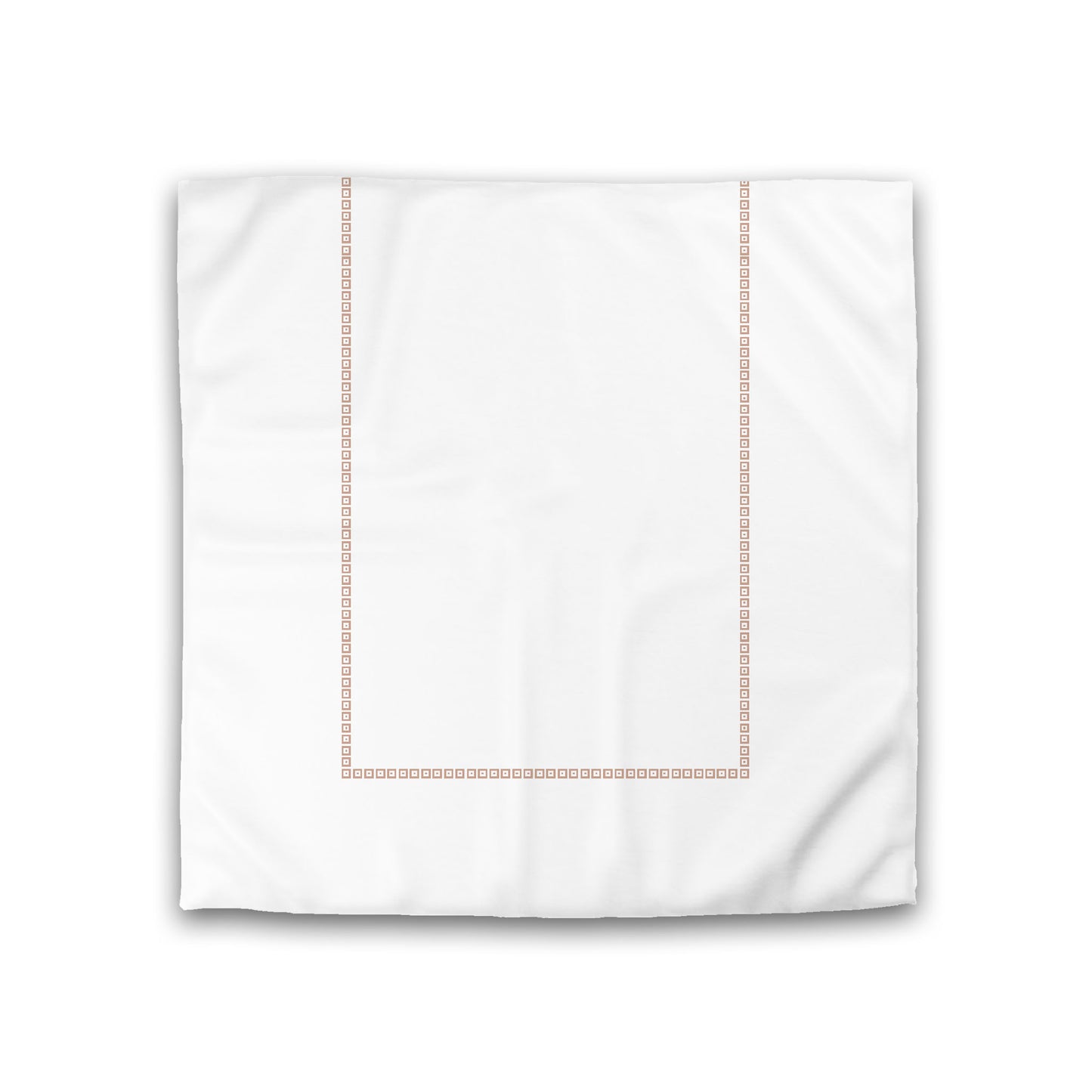 Off-white Cotton Sateen Duvet Cover, Salmon Repeating Square Motif Print, Classic Border, Double (width x length) 81 x 81 inches /  206 x 206 cm