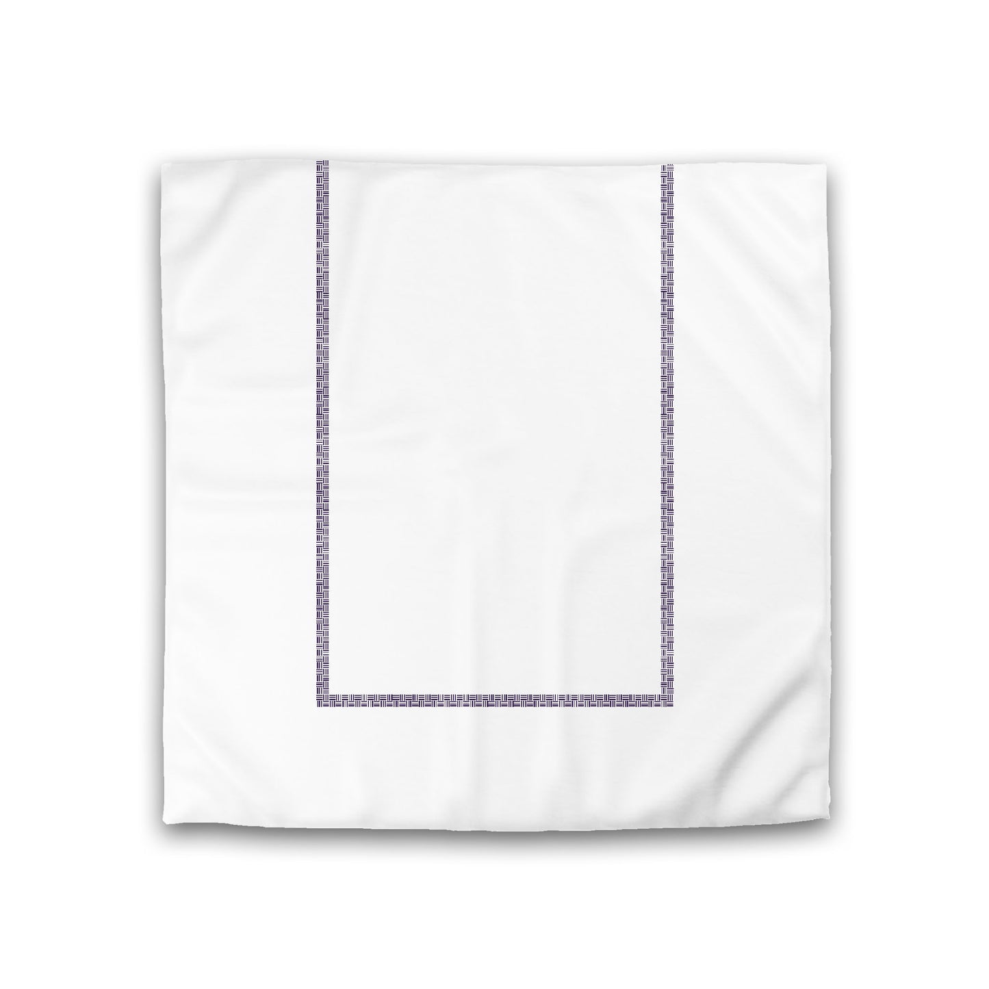 Off-white Cotton Sateen Duvet Cover, Purple Double Weave Motif Print, Classic Border, Double (width x length) 81 x 81 inches /  206 x 206 cm