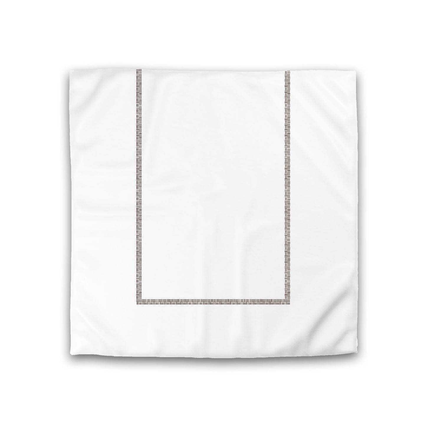 Off-white Cotton Sateen Duvet Cover, Brown Double Weave Motif Print, Classic Border, Double (width x length) 81 x 81 inches /  206 x 206 cm