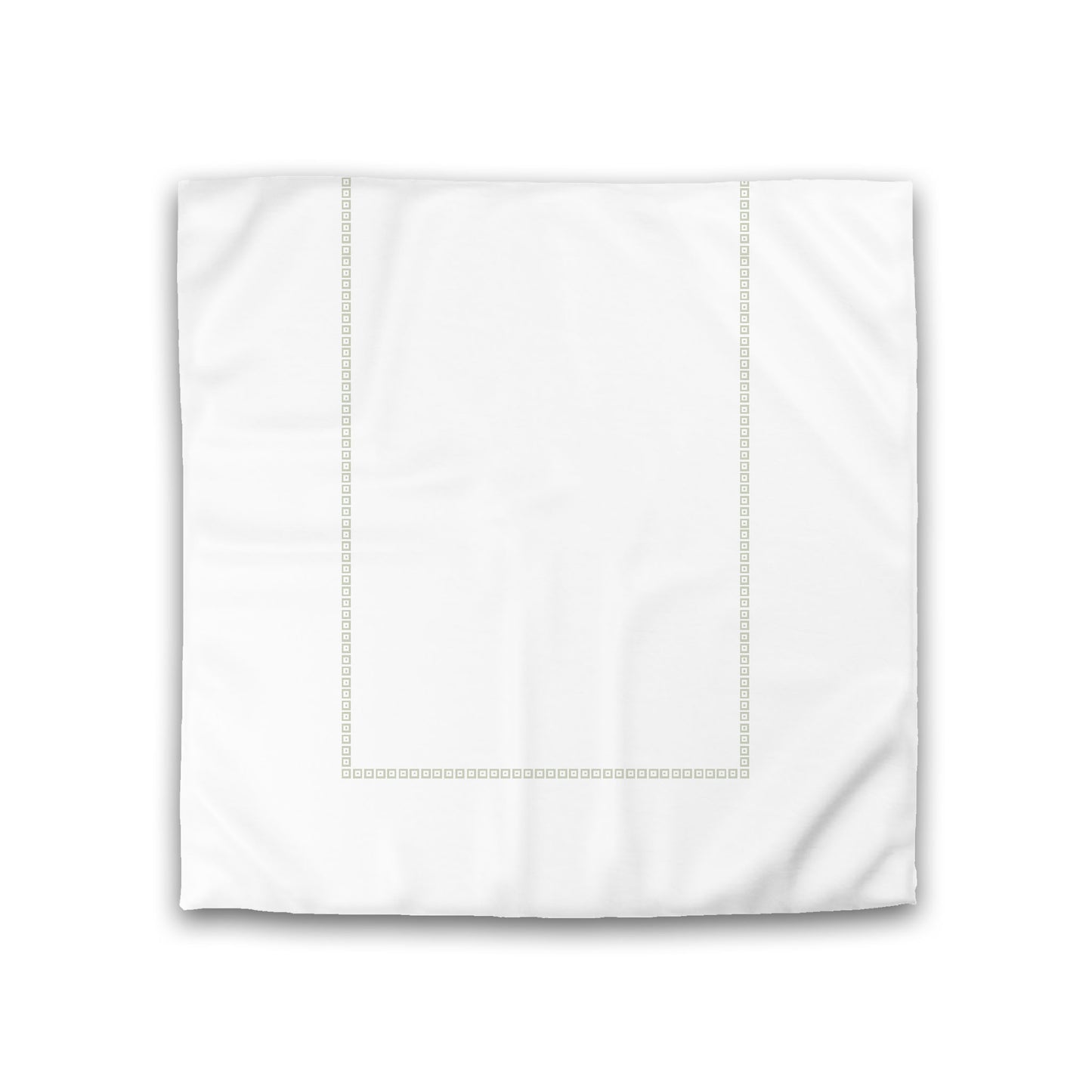 Off-white Cotton Sateen Duvet Cover, Pale Green Repeating Square Motif Print, Classic Border, Double (width x length) 81 x 81 inches /  206 x 206 cm