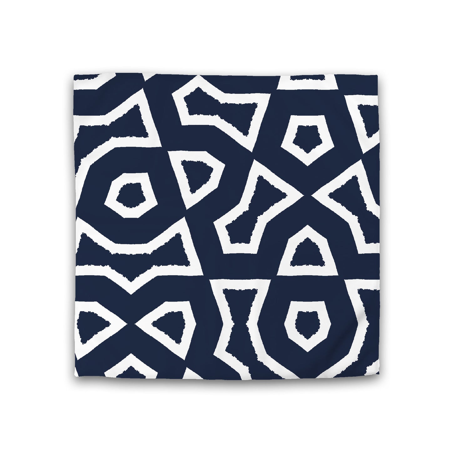 Navy Blue Cotton Sateen Duvet Cover, Bold Off-white Graphic, Double (width x length) 81 x 81 inches /  206 x 206 cm
