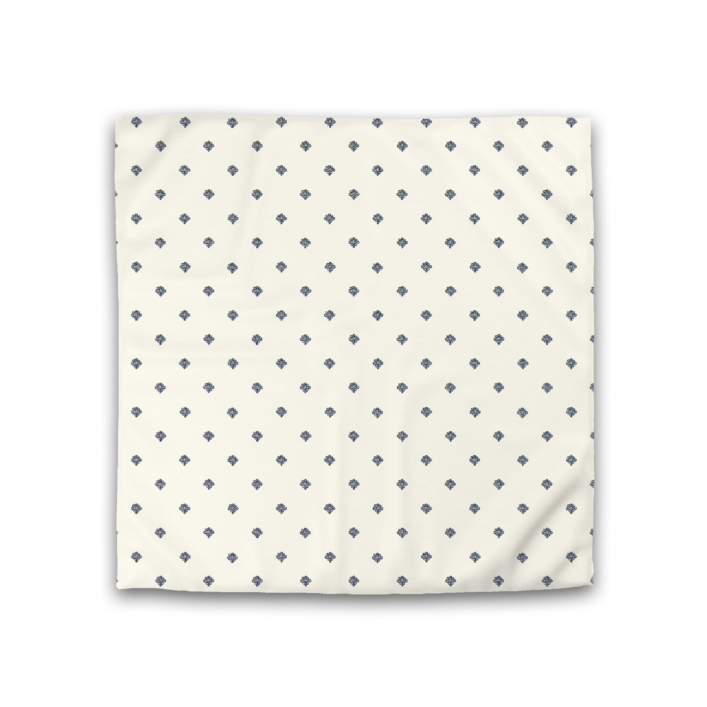 Pale Cream Cotton Sateen Duvet Cover, Navy Blue Hand-painted Swizzle Motif Print, Double (width x length) 81 x 81 inches /  206 x 206 cm