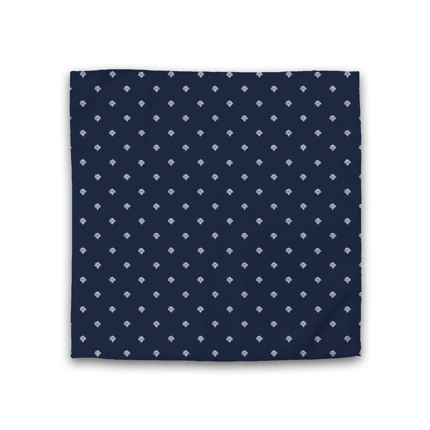 Navy Blue Cotton Sateen Duvet Cover, Pale Cream Hand-painted Swizzle Motif Print, Double (width x length) 81 x 81 inches /  206 x 206 cm