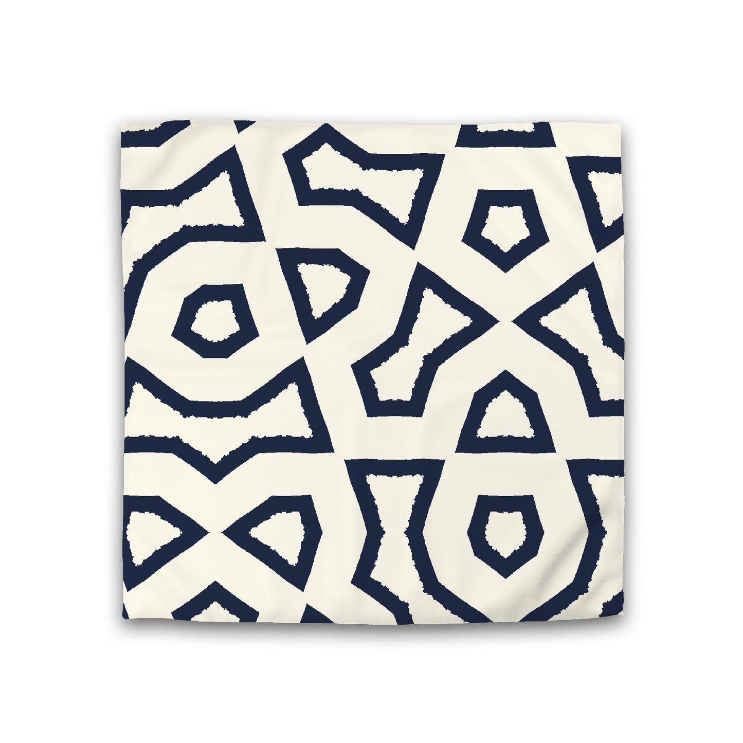 Pale Cream Cotton Sateen Duvet Cover, Bold Navy Blue Graphic, Double (width x length) 81 x 81 inches /  206 x 206 cm