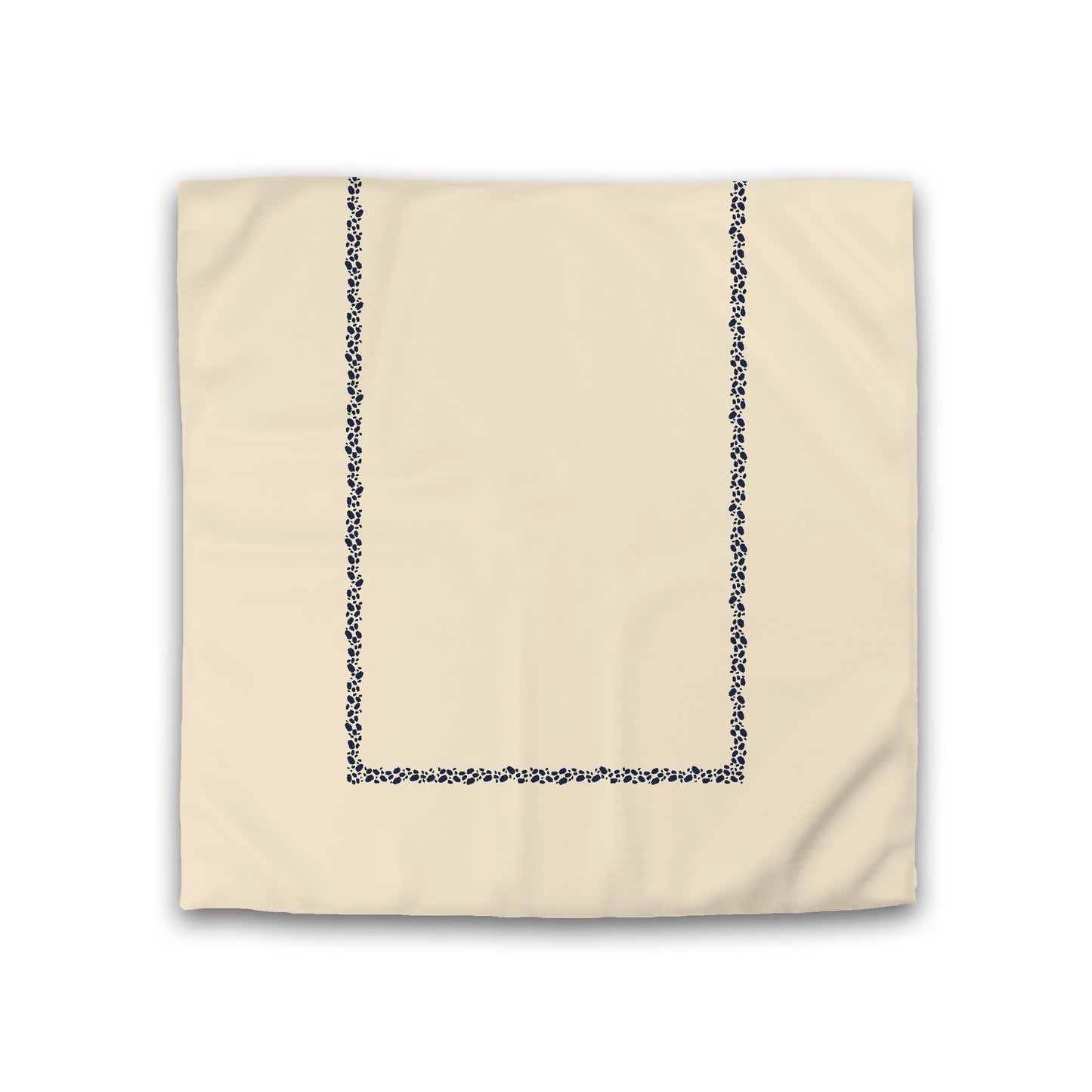 Beige Cotton Sateen Duvet Cover, Navy Blue Hand-painted Dab Motif Print, Classic Border, Double (width x length) 81 x 81 inches /  206 x 206 cm