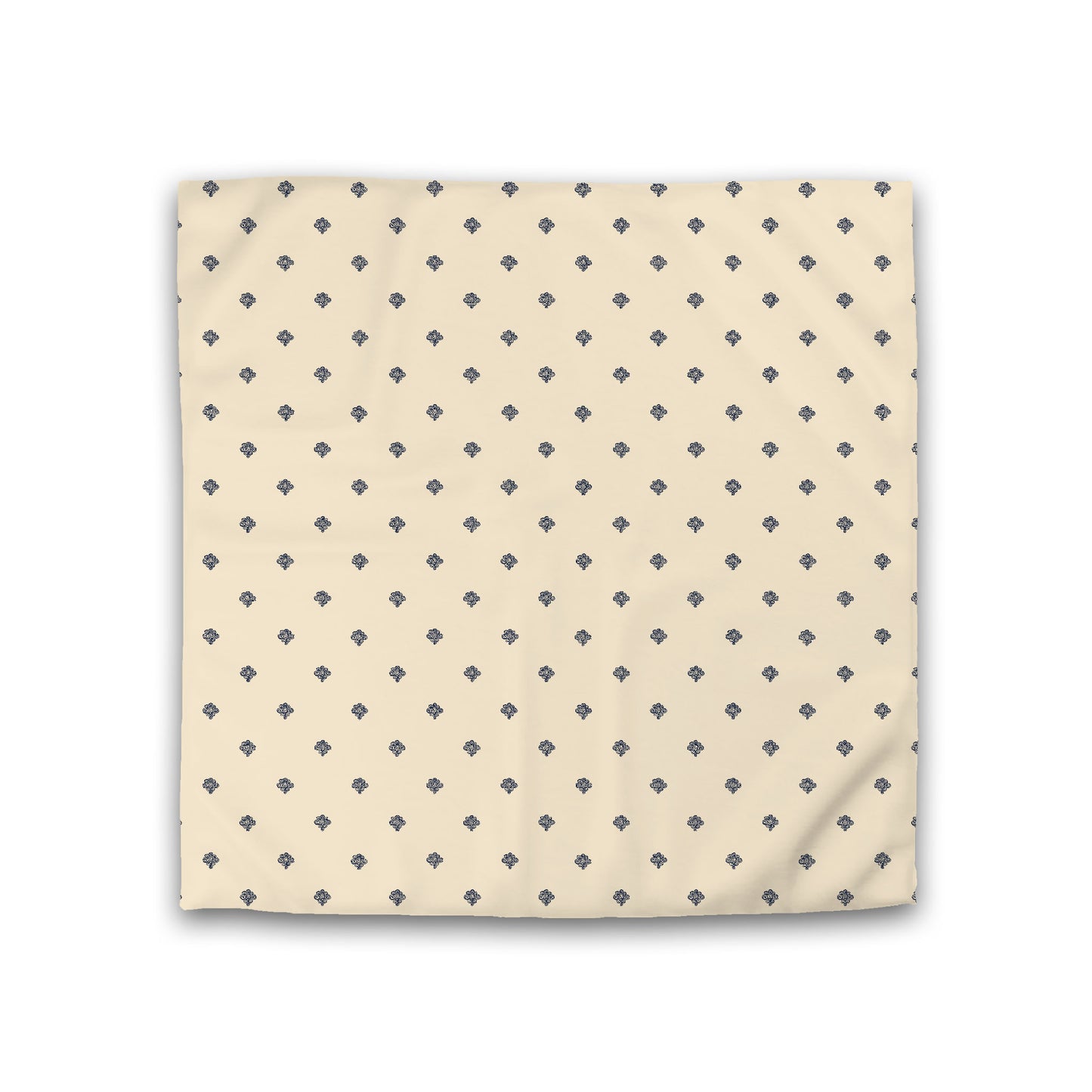Beige Cotton Sateen Duvet Cover, Navy Blue Hand-painted Swizzle Motif Print, Double (width x length) 81 x 81 inches /  206 x 206 cm
