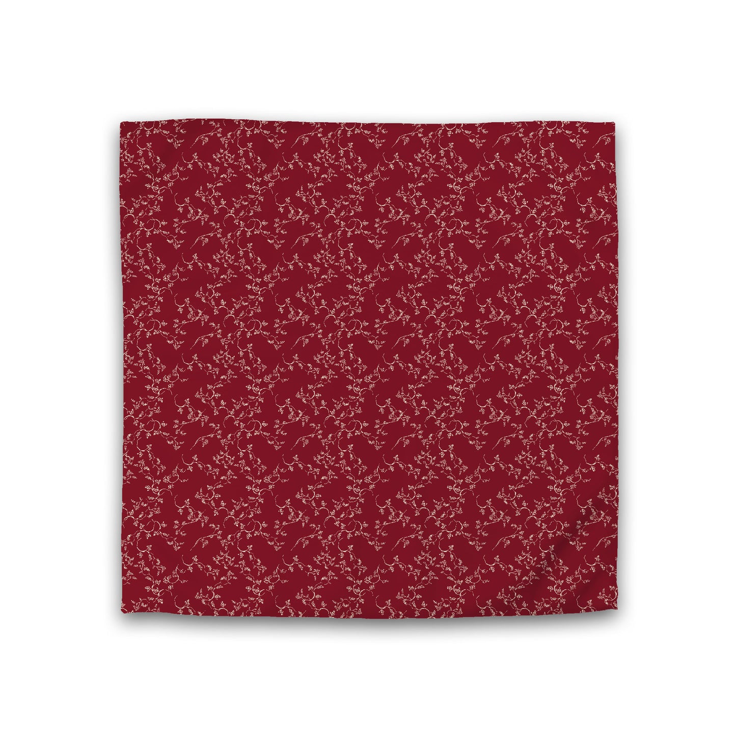 Burgundy Red Cotton Sateen Duvet Cover, Beige Hand-painted Vine Print, Double (width x length) 81 x 81 inches /  206 x 206 cm