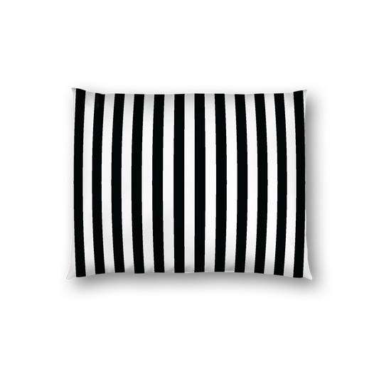 Off-White Cotton Sateen Sham, Black Bars on Front, White Reverse Side, Standard - 20 x 26 inches