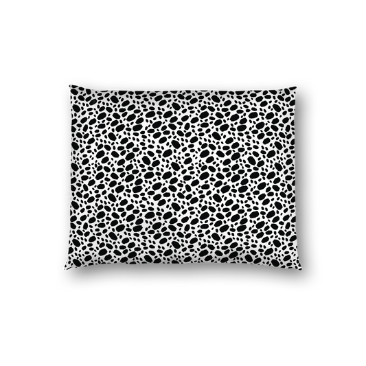 Off-White Cotton Sateen Pillow Sham, Black Hand-painted Dab Motif Print, White Revese Side, Standard - 20 x 26 inches