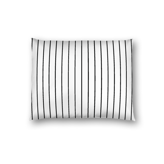 Off-White Cotton Sateen Sham, Black Stripes on Front, White Reverse Side, Standard - 20 x 26 inches