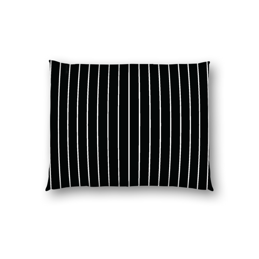 Black Cotton Sateen Sham, Off-White Stripes on Front, White Reverse Side, Standard - 20 x 26 inches