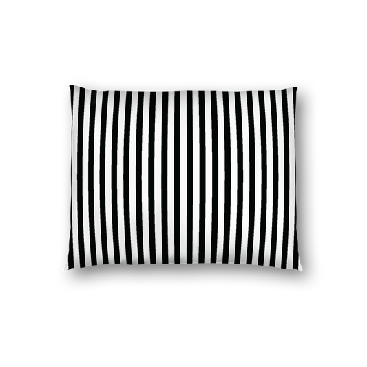 Off-White Cotton Sateen Sham, Thin Black Bars on Front, White Reverse Side, Standard - 20 x 26 inches