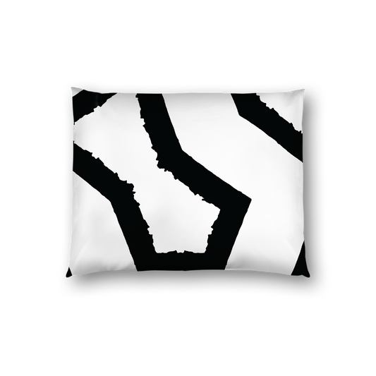 Off-White Cotton Sateen Sham, Bold Black Graphic on Front, White Reverse Side, Standard - 20 x 26 inches
