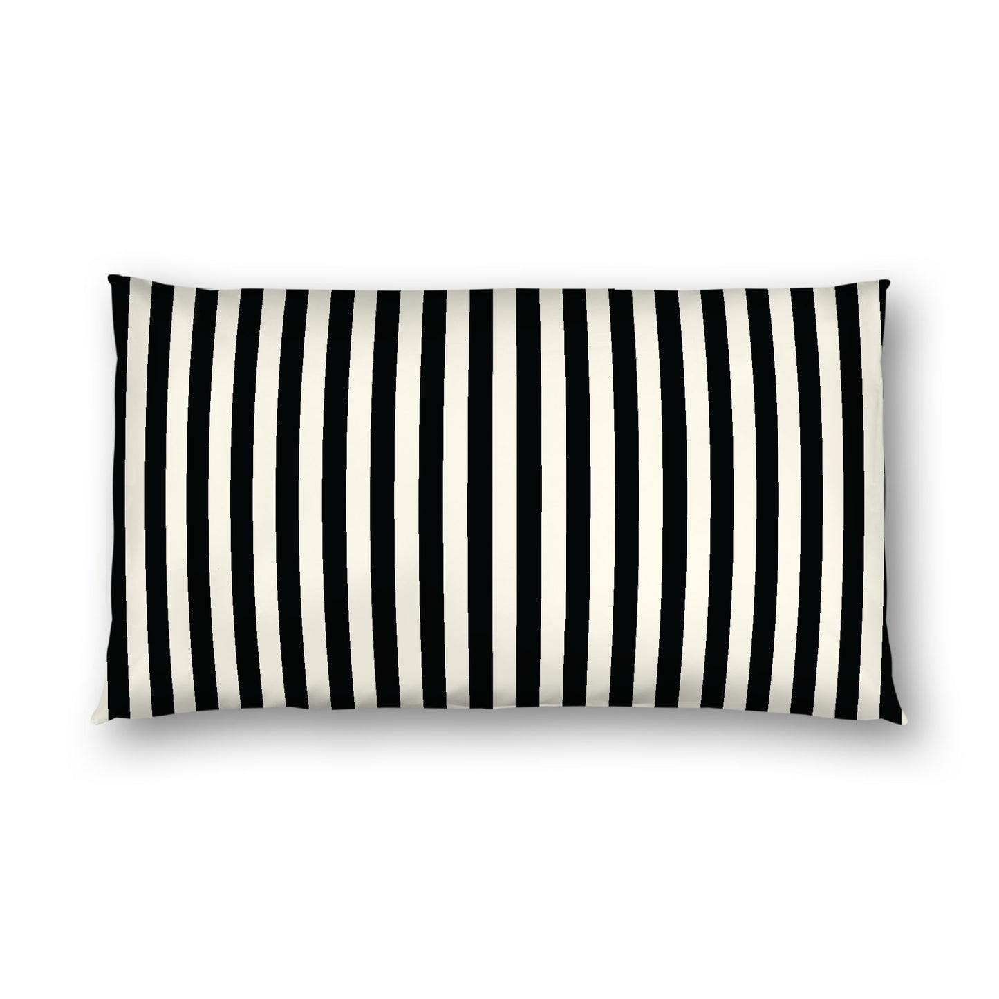 Pale Cream Cotton Sateen Sham, Black Bars on Front, White Reverse Side, Queen - 90 x 90 inches