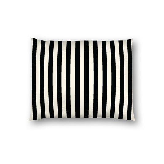 Pale Cream Cotton Sateen Sham, Black Bars on Front, White Reverse Side, Twin - 70 x 90 inches