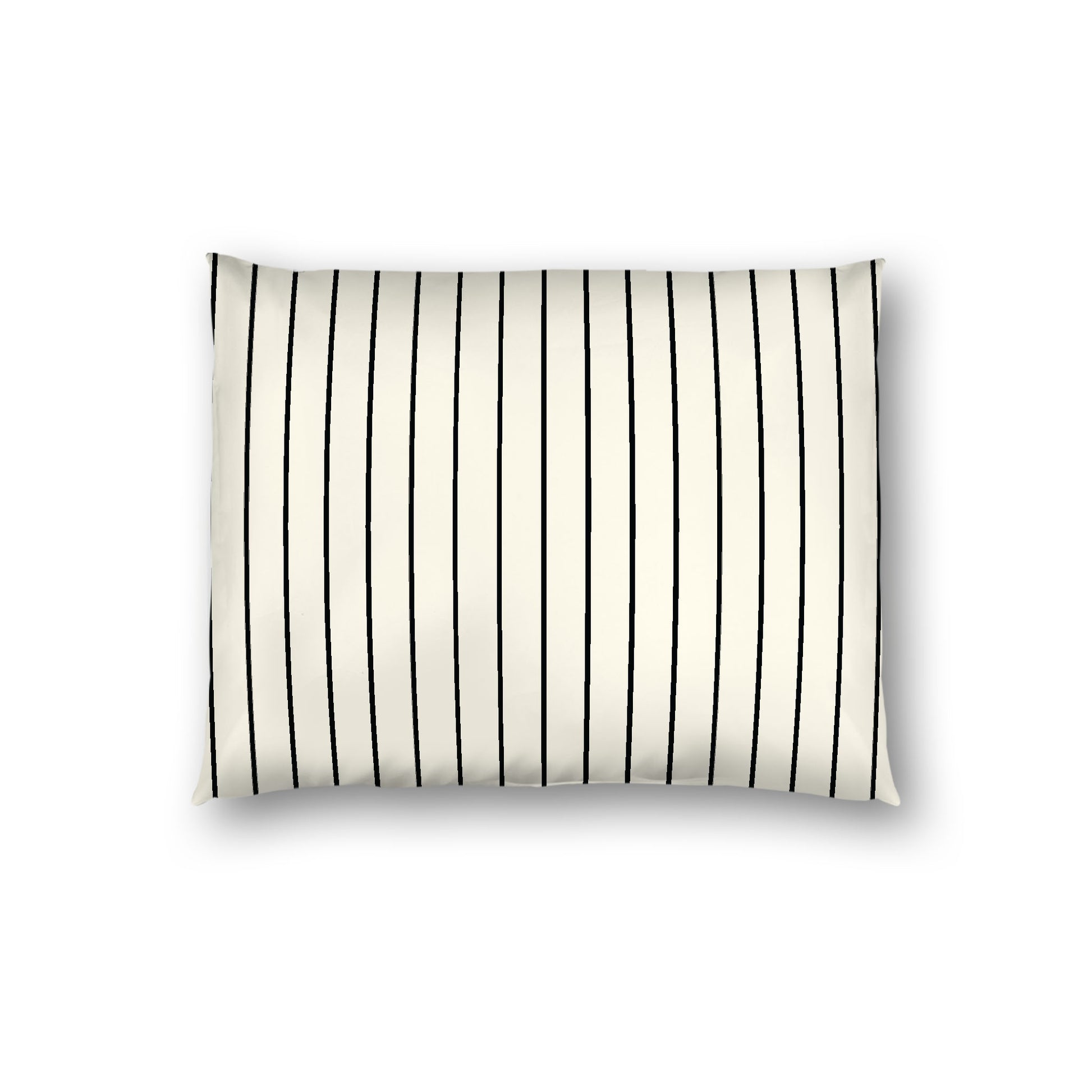 Pale Cream Cotton Sateen Sham, Black Stripes on Front, White Reverse Side, Standard - 20 x 26 inches