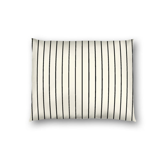Pale Cream Cotton Sateen Sham, Black Stripes on Front, White Reverse Side, Standard - 20 x 26 inches