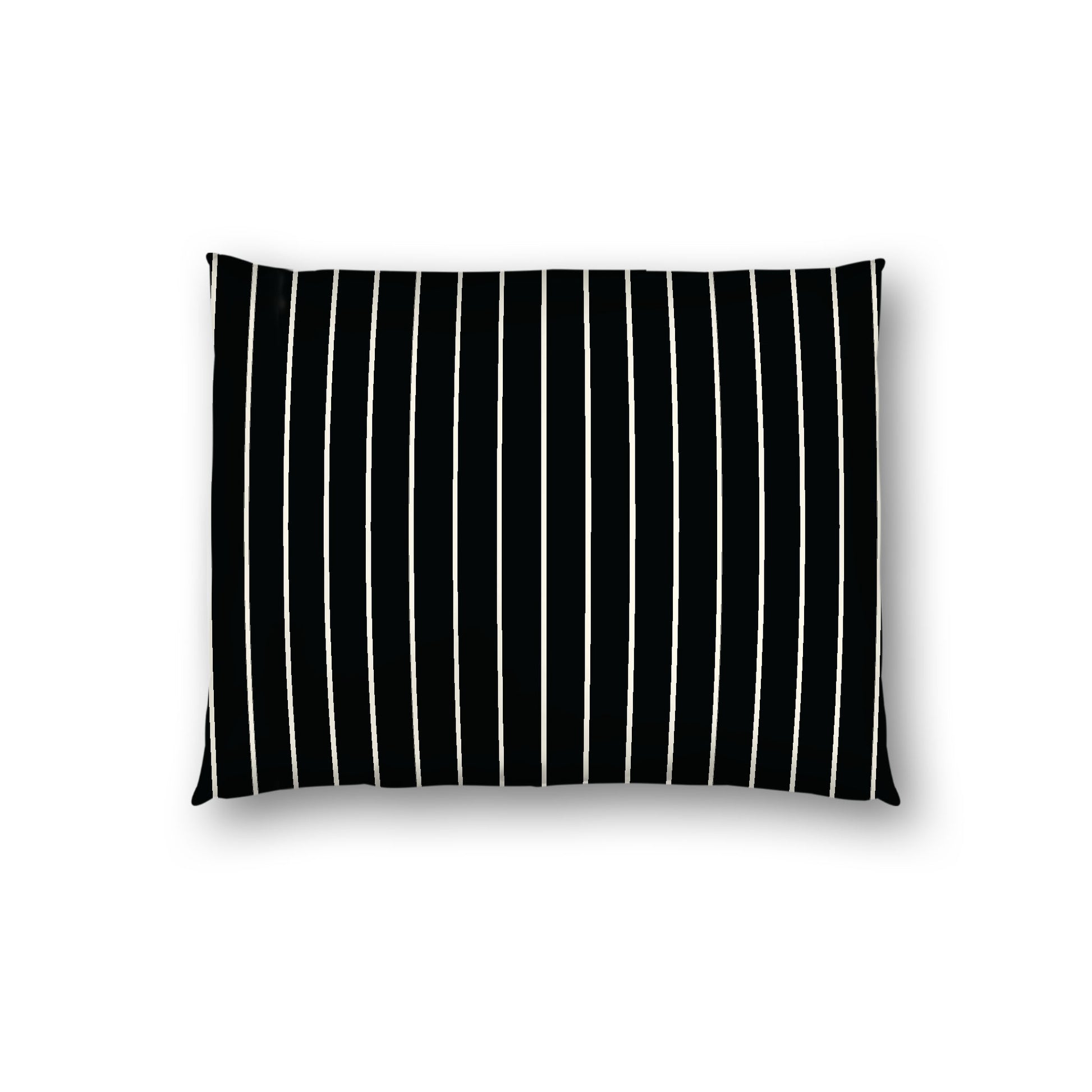 Black Cotton Sateen Sham, Pale Cream Stripes on Front, White Reverse Side, Standard - 20 x 26 inches