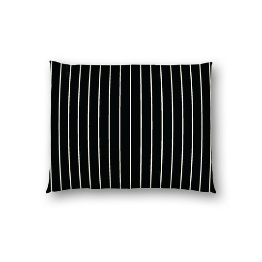 Black Cotton Sateen Sham, Pale Cream Stripes on Front, White Reverse Side, Standard - 20 x 26 inches